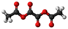 Asetik oksalik anhidrit molekülünün top ve çubuk modeli