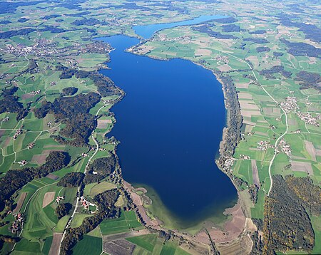 Aerial image of the Waginger See and Tachinger See (view from the southeast)