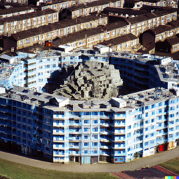 File:Aerial photo view of Kowloon Walled City but in circular form.jpg