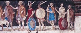 Mural of soldiers from Agios Athanasios, Thessaloniki, Ancient Macedonia, 4th century BC