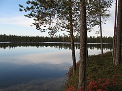 Näkymä järven etelärannalta itäpäähän.