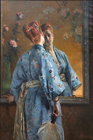 <i>La parisienne japonaise</i> Painting by Alfred Stevens