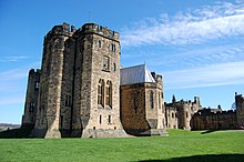 The exterior of Alnwick Castle from the north west