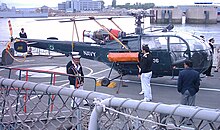 Pakistan Naval Air Arm Alouette III on board Tippu Sultan at Portsmouth in 2005 Alouette IIICS5.jpg