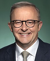 Australian Prime Minister Anthony Albanese (pictured) praised the Neighbours reboot via social media. Anthony Albanese Official Portrait (cropped).jpg