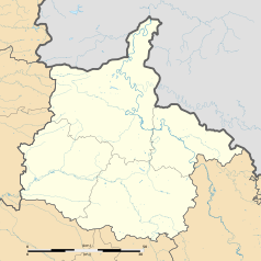 Mapa konturowa Ardenów, po lewej nieco na dole znajduje się punkt z opisem „Gomont”