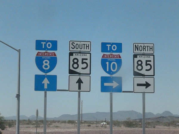 Markers for SR 85 and two Interstates