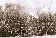 Soldiers from the newly formed Azerbaijan Democratic Republic in 1918. Army of Azerbaijan in 1918.jpg