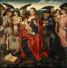Attributed to the Master of Frankfurt - Holy Family with Music Making Angels - Google Art Project.jpg