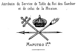 Attributs du Service de Table du Roi des Gambier et de celui de la Mission Attributs du Service de Table du Roi des Gambier et de celui de la Mission.jpg