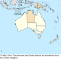 Map of the change to Australia on 10 May 1934.