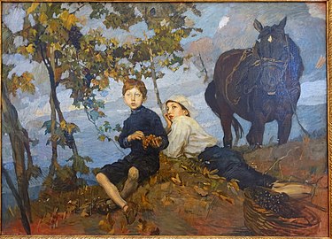 Paysage d'automne avec portrait de famille (vers 1914), Rome, galerie nationale d'Art moderne et contemporain.