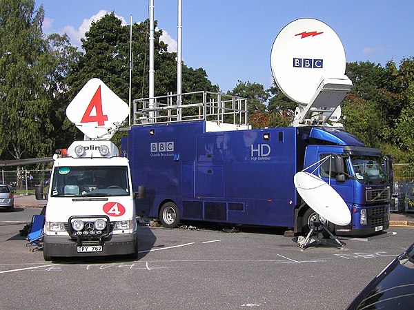 A BBC High Definition Outside Broadcast van at the 2005 World Athletics Championships, Helsinki.