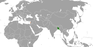 Mapa indicando localização de Bangladesh e do Líbano.