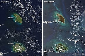 Barbuda and Antigua before and after Hurricane Irma.jpg