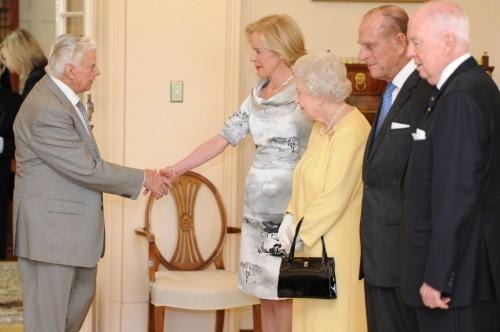 Cummings meets Governor-General Quentin Bryce, The Queen, Prince Philip and Michael Bryce at Government House, Canberra, in 2011