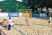 Deutsch: Beachhandball Europameisterschaften 2019 (Beach handball Euro); Tag 4: 5. Juli 2019 – Frauen, Viertelfinale, Niederlande-Griechenland 2:1 (25:12, 18:24, 7:6) English: Beach handball Euro; Day 4: 5 July 2019 – Quarter Final Women – Netherlands-Greece 2:1 (25:12, 18:24, 7:6)