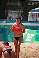 Deutsch: Beachvolleyball bei den Olympischen Jugendspielen 2018; Tag 8, 14. Oktober 2018; Mädchen, Achtelfinale – USA-Peru 2:0 (21–19/21–12) English: Beach volleyball at the 2018 Summer Youth Olympics at 14 October 2018 – Girls Round of 16 – USA-Peru 2:0 (21–19/21–12)