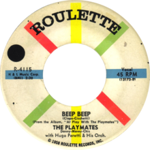 Beep Beep by The Playmates US single side-A label solid black circle.png