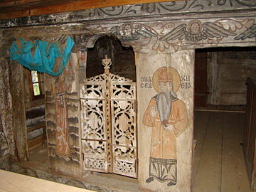 Icon of Melchizedek, in Libotin wooden church, Maramureș, Romania.