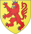 Coat of arms of Rudolf I, King of the Romans, as Count of Habsburg: Arms of Habsburg (ancient): Or, a lion rampant gules crowned armed and langued azure