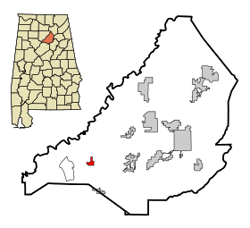 Blount County Alabama Incorporated and Unincorporated areas Hayden Highlighted.svg
