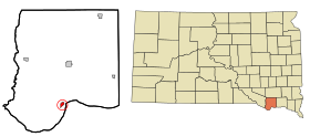 Bon Homme County South Dakota Incorporated and Unincorporated areas Springfield Highlighted.svg