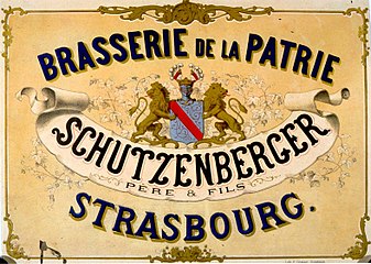 Anonyme, carton publicitaire pour la Brasserie de la Patrie Schutzenberger (vers 1850).