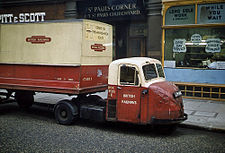 A Scammell Scarab in British Railways livery photographed in London in 1962 British Railways Delivery Truck London 1962.jpg