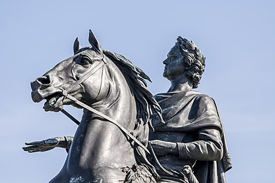 Fragmento del Caballero de bronce por Étienne-Maurice Falconet.