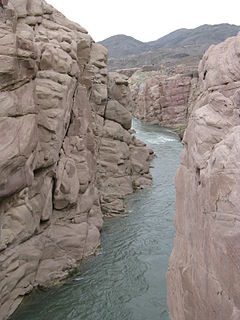 Jáchal River watercourse in Argentina