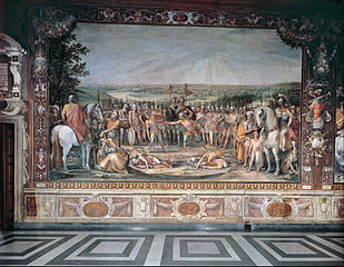 Grande fresque de la Bataille entre les Horaces et les Curiaces par Giuseppe Cesari.