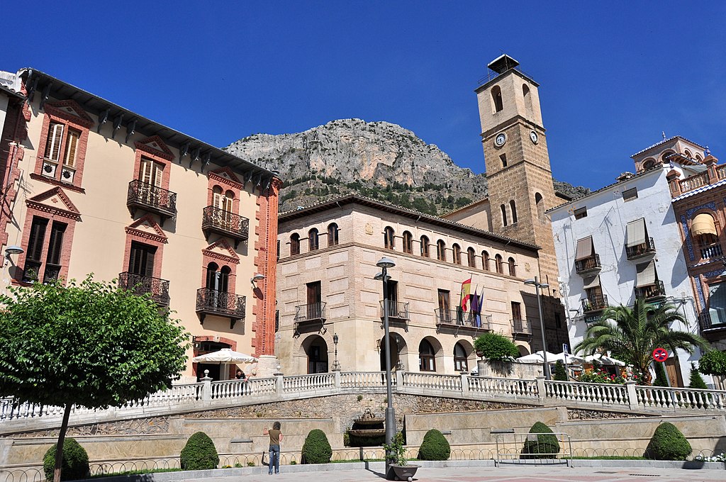 Typical bildings and clocktower in Czorla main square.