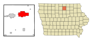 Cerro Gordo County Iowa Incorporated and Unincorporated areas Mason City Highlighted.svg