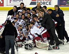 The Calgary Buffaloes celebrate after winning the 2008 championship. Cgy Buffaloes Macs.JPG