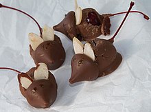 Home-made chocolate-covered cherry "mice" ChocolateMice.jpg