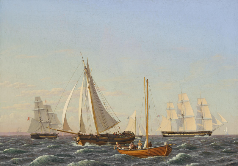 File:Christoffer Wilhelm Eckersberg - Et Søstykke. Skibe som krydser - 1825.png