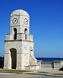 Clock tower at the municipal beach and east end of Worth Avenue Clock tower in Palm Beach, FL, US.jpg