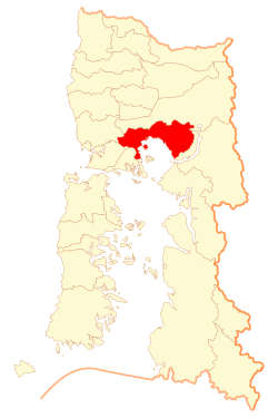 ロス・ラゴス州内の位置の位置図