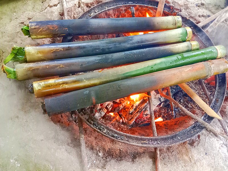 File:Cooked in bamboo tube.jpg