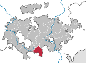 Lage des Landkreises Sonneberg in Thüringen im Jahr 1922