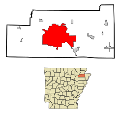 Craighead County Arkansas Incorporated and Unincorporated areas Jonesboro Highlighted