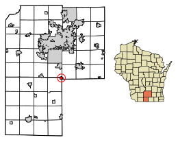Location of Brooklyn in Dane County, Wisconsin.