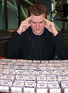 Dave Farrow setting his second Guinness World Record for Most Decks of Playing Cards Memorized in a Single Sighting at CTV Television Network studios in April, 2007 Dave Farrow at CTV Television Network studios in April, 2007.jpg