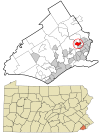 Delaware County Pennsylvania incorporated and unincorporated areas Clifton Heights highlighted.svg