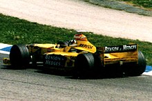 Foto av Damon Hill i Jordan 198 ved den spanske Grand Prix 1998