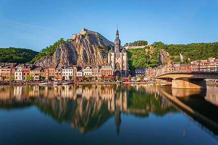 The citadel and collegiate church of Dinant reflected in the Meuse