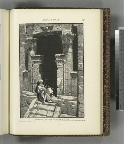 File:Doorway of a side chapel of the temple of Edfû. After leaving this chapel the priestly procession ascended the winding stone staircase opposite, which conducts by a series of easy steps to (NYPL b10607452-80856).tiff