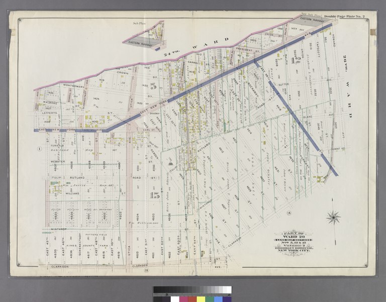 File:Double Page Plate No. 2- (Bounded by Montgomery Street, Utica Avenue, Crown Street, Ford Street, East New York Avenue, Howard Avenue, Clarkson Avenue, Remsen Avenue, E. 56th Street, Clarkson NYPL1517495.tiff