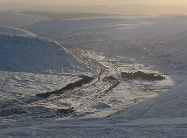 The Pass of Drumochter is the main route into the national park from the south.